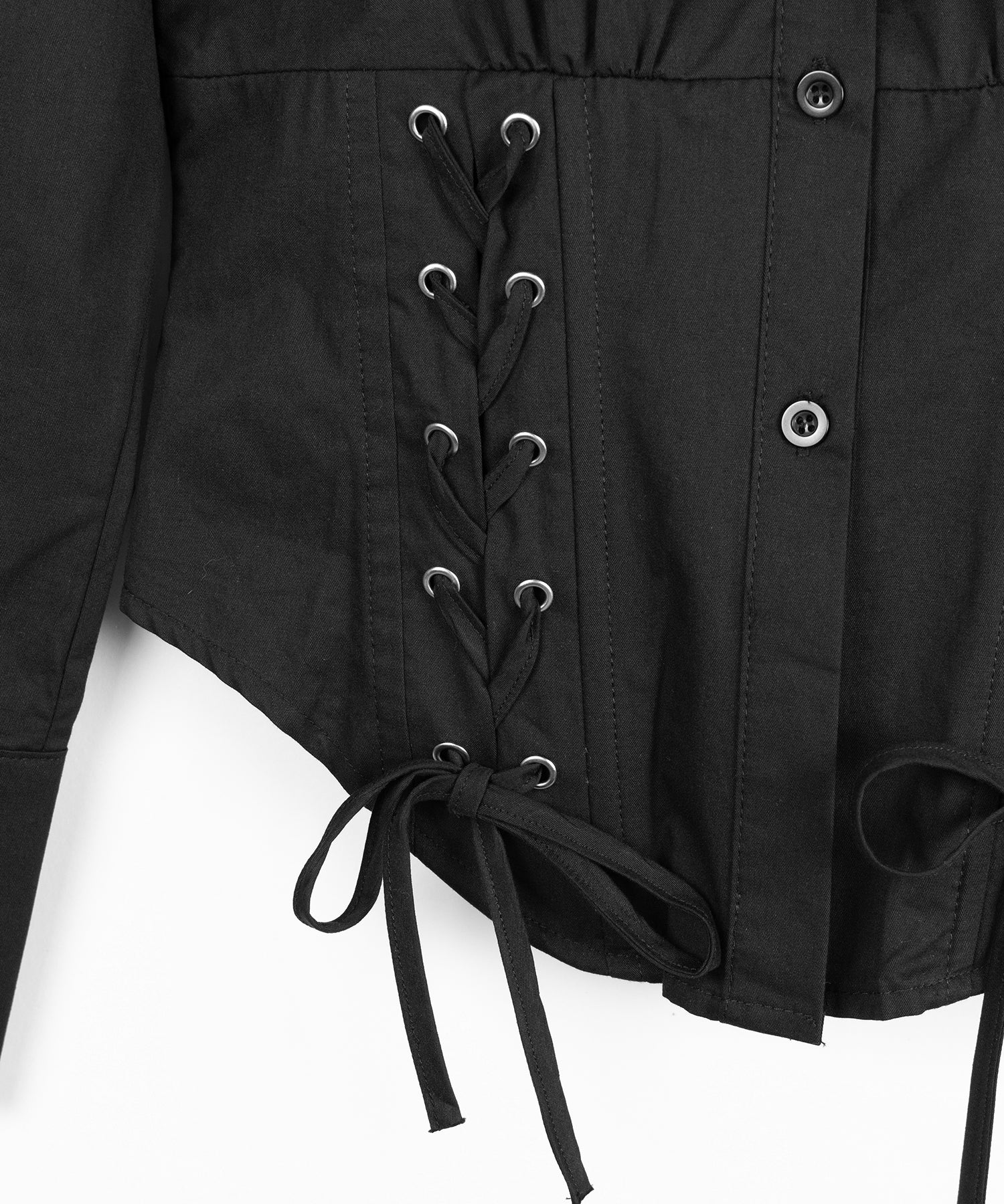 ダブルレースアップリボンシャツ ／ double lace up ribbon shirts