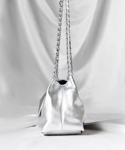 【 ３color 】チェーンフェイクレザーフラップショルダーバッグ ／ chain fake leather flap shoulder bag