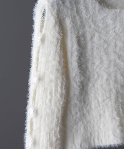 【 ３color 】カットアウトスリットスリーブショートシャギーニット ／ cutout slit sleeve short shaggy knit
