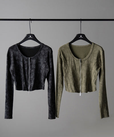 【 ２color 】ダブルジップヴィンテージカットソーカーディガン ／ double zip vintage cut sew cardigan