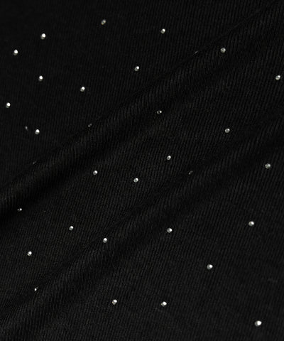ラインストーンタートルニットトップス ／ Rhinestone turtleneck knit tops