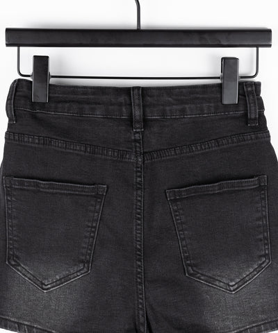 ミニスリットストレッチレイヤードデニムミニスカパン ／ mini slit stretch layered denim mini skirt pants