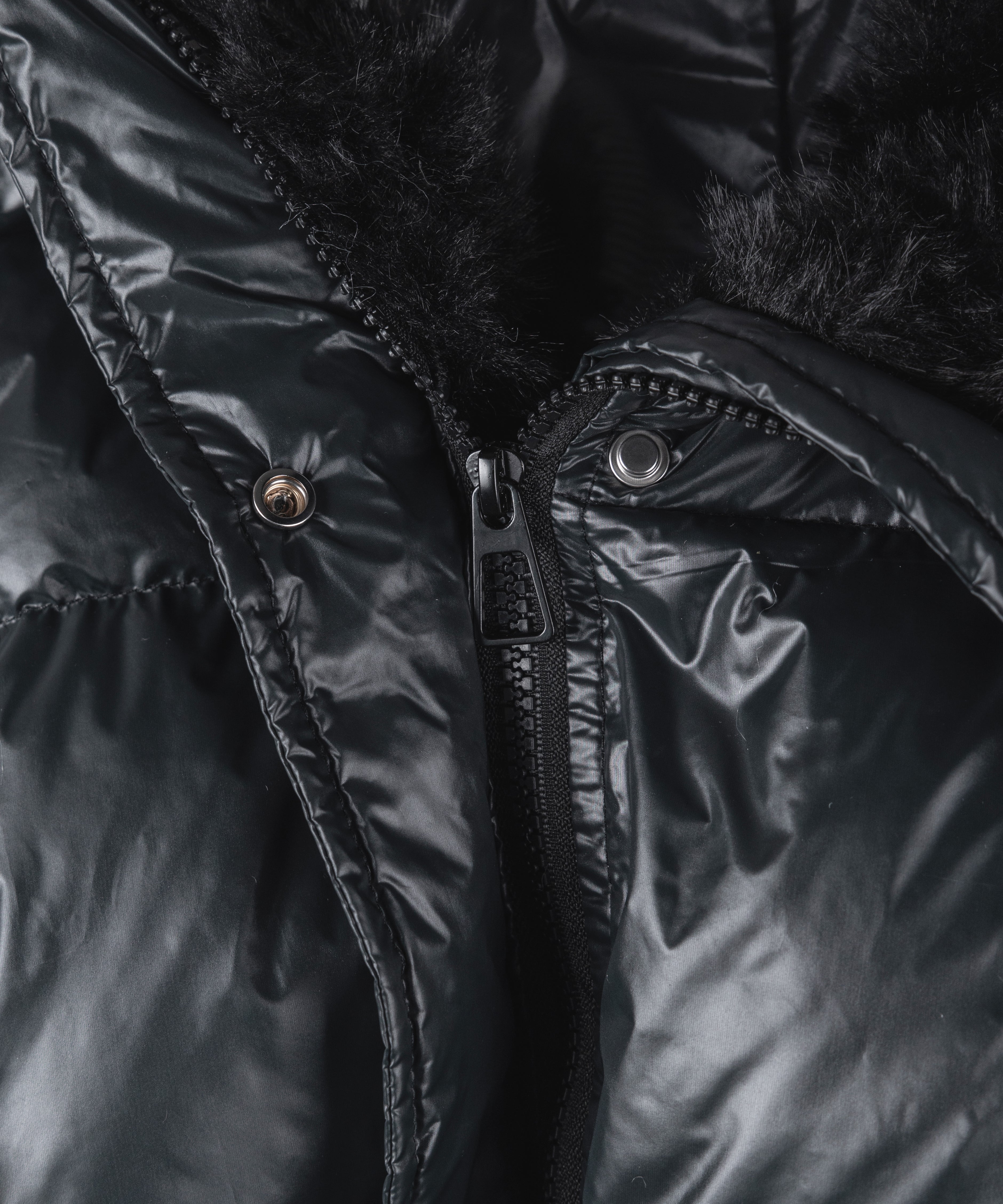 フェイクファー襟レディパフショートダウンジャケット ／ fakefur collar lady puff short down jacket