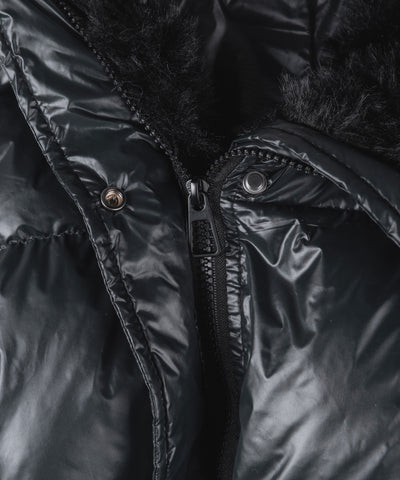 フェイクファー襟レディパフショートダウンジャケット ／ fakefur collar lady puff short down jacket