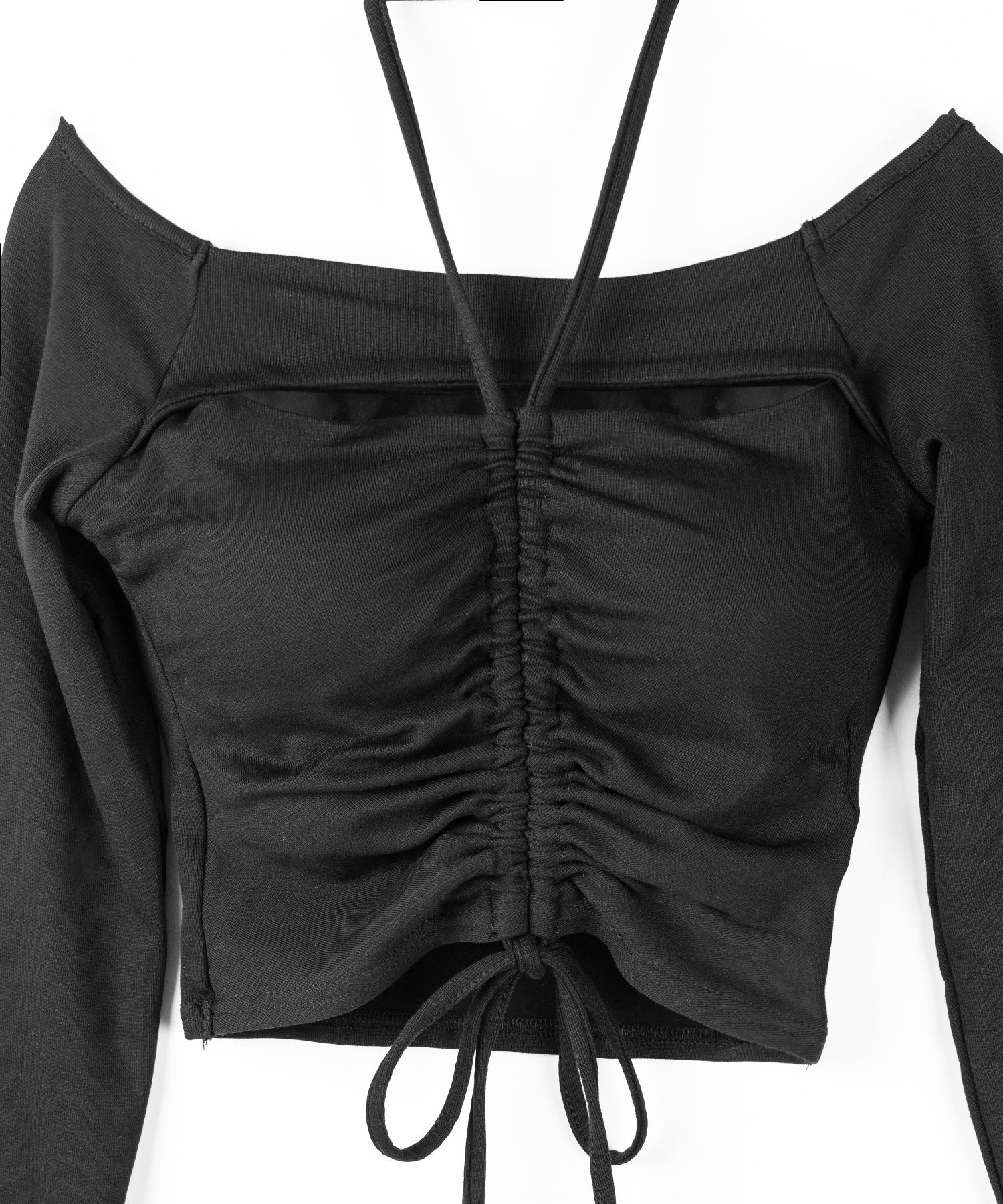 裏起毛カットアウトシャーリングぴちカットソートップス ／ urakimo cutout shirring pichi cutsew tops