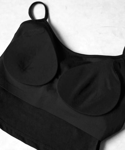 【 カップ付き 】スクエアネックストラップショートキャミソール ／ square neck strap short camisole