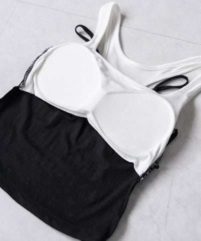 【 ２color 】グランジロゴレイヤードキャミソールトップス ／ grunge logo layered camisole tops