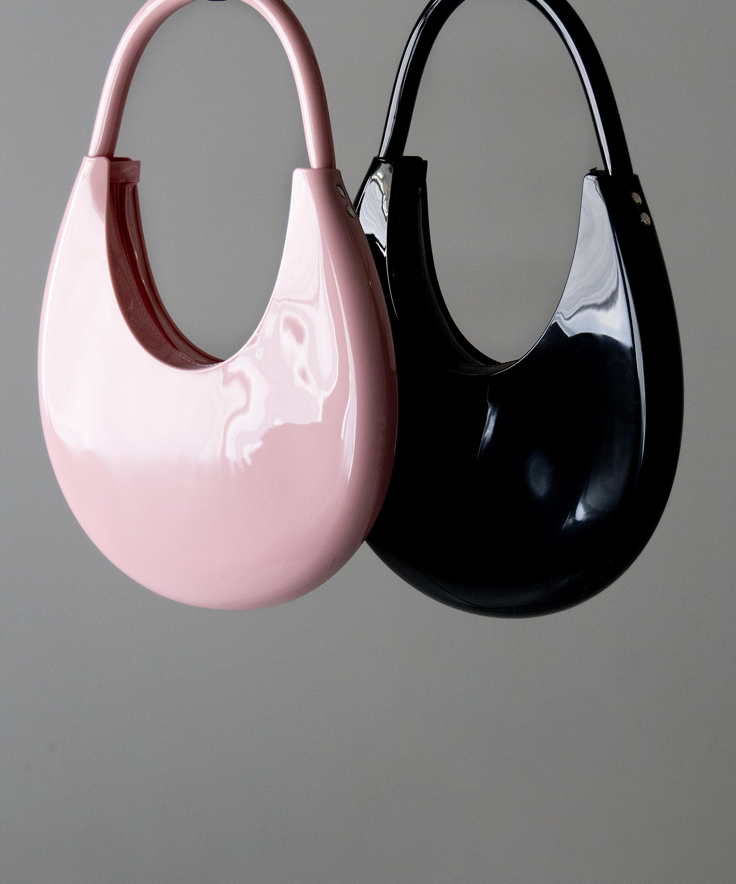 【 ２color 】 PVC ハーフムーンショルダーバッグ ／ PVC HALF MOON SHOULDER BAG