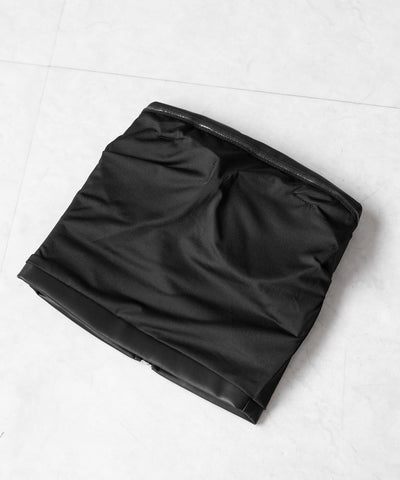 【 ２color 】サイドタックフェイクレザーショートベアトップ ／ side tuck fake leather short bare tops