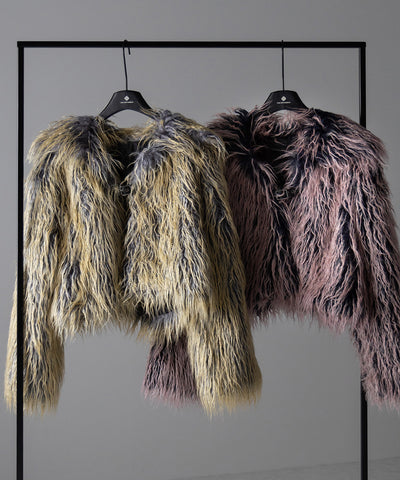 【 ２color 】グラデーションシャギーファーモンスターボリュームコート／ gradation shaggy fur monster volume coat