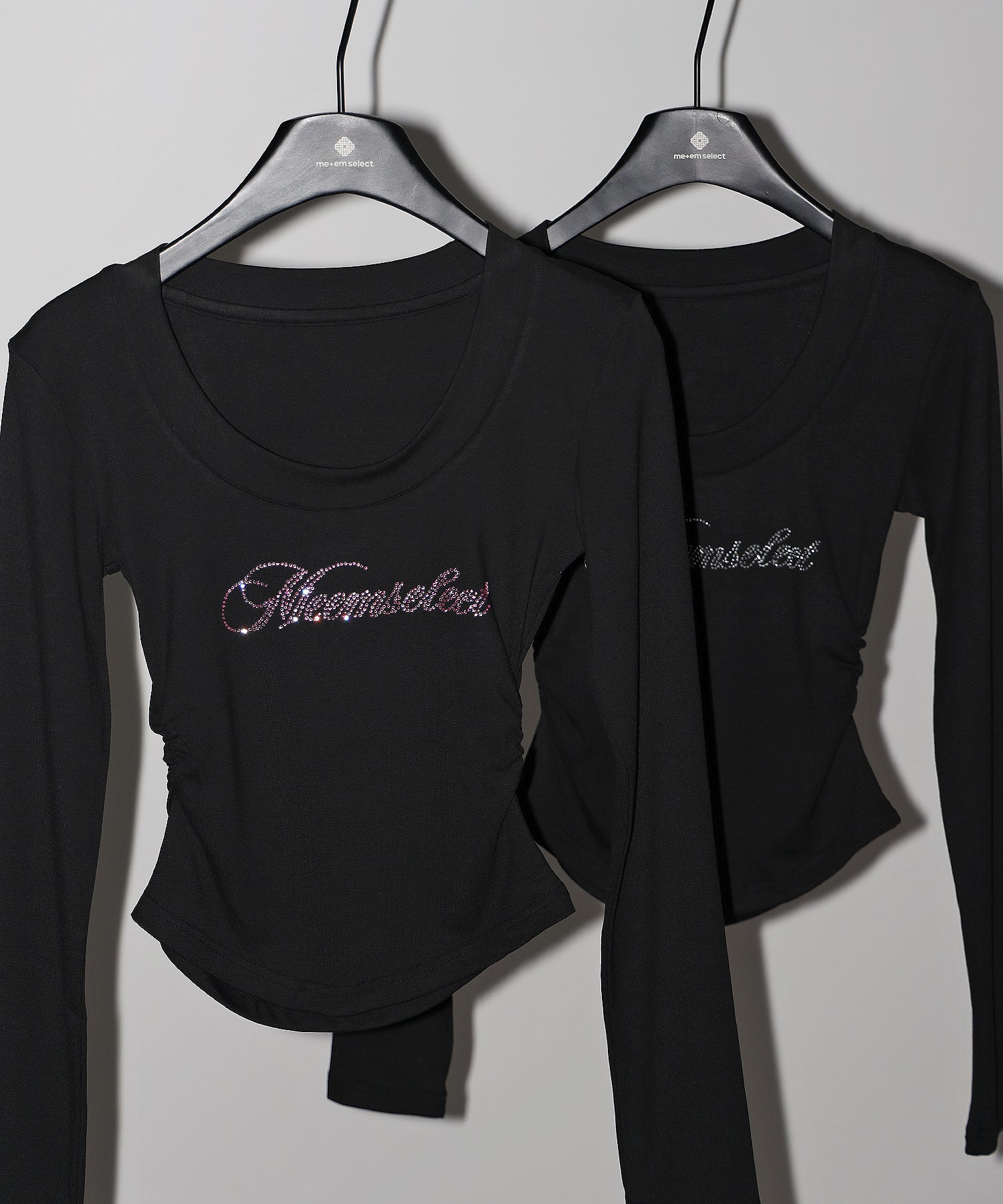 ラインストーンロゴスリムフィットロンT ／ Rhine stone logo slim fit long sleeve T-shirts