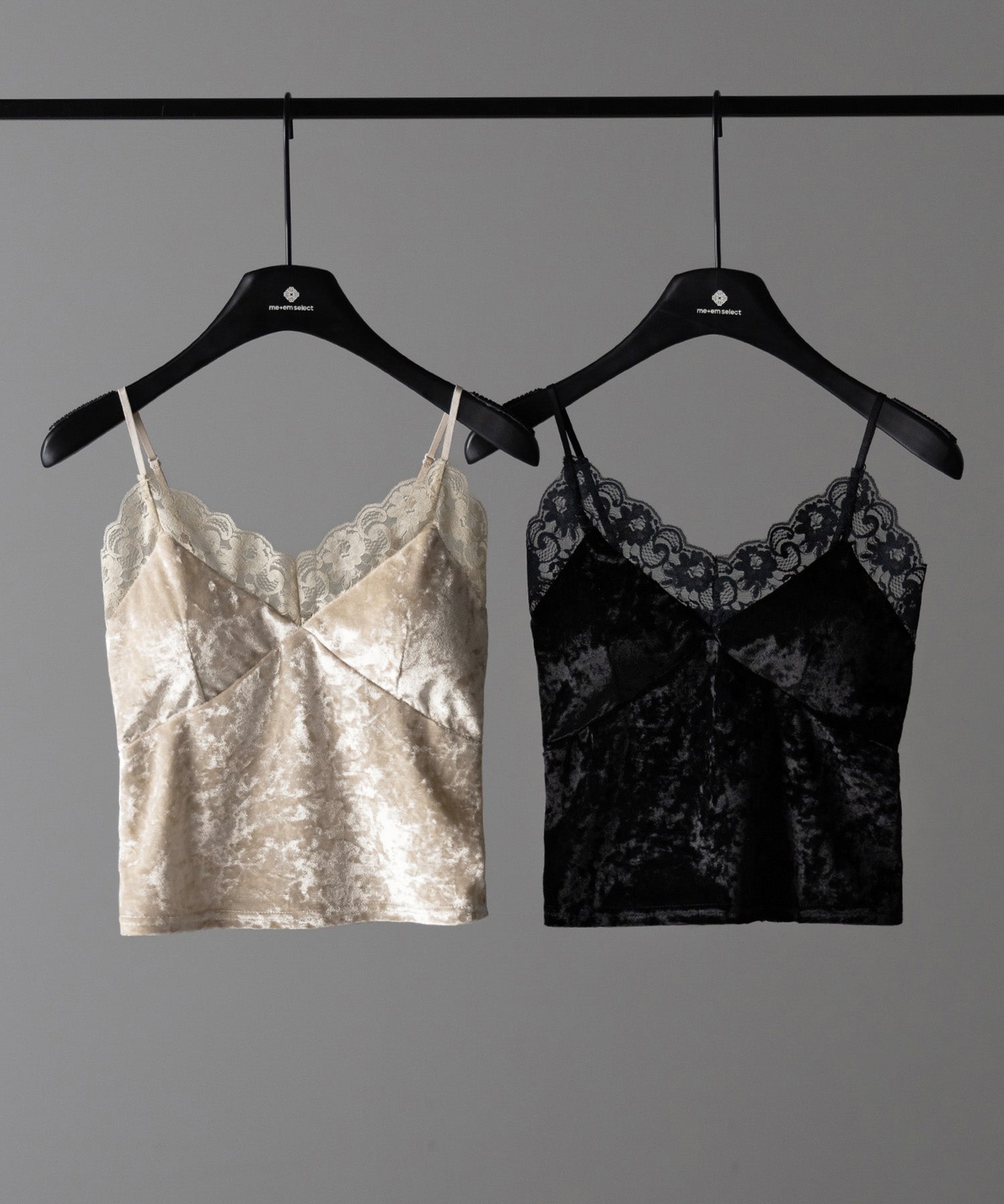カップ付き 】ベロアレースクロップドキャミビスチェ ／ velor lace 