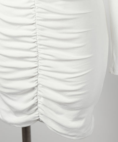 レースオフショルダーシャーリングタイトミニワンピース ／ Lace off-shoulder shirring tight mini onepiece