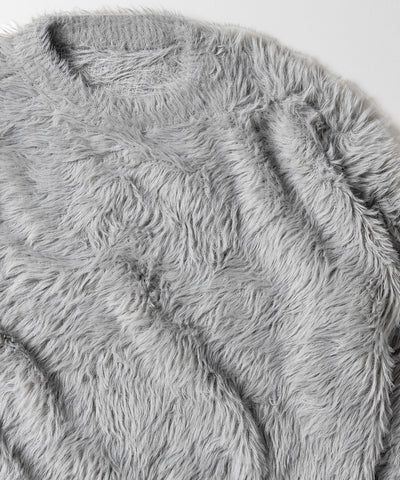 【 ４color 】ビッグシルエットロングシャギールーズニット ／ big silhouette long shaggy loose knit