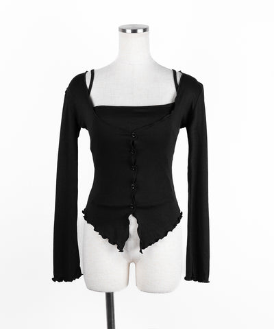 【 ２点セット 】レイヤードメロースリムカーディガン＆キャミソール SET ／ layered mellow slim cardigan & camisole SET