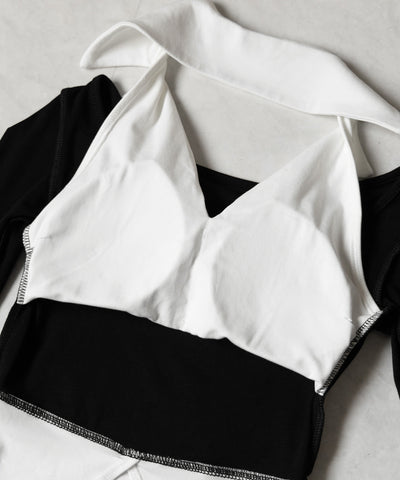 カットアウトフェイクレイヤード長袖Ｔシャツ ／ shirts like cutout fake layered long sleeve T-Shirt