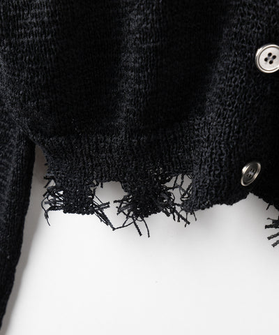 【 ３color 】ダメージシアーニットショートカーディガン ／ damage sheer knit short cardigan
