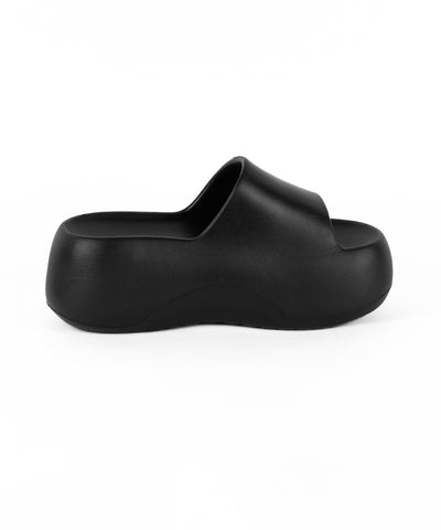レタリングロゴ厚底スライドサンダル ／ lettering logo platform slide sandals