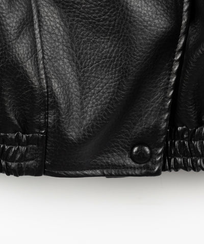 ヴィンテージフェイクレザースタンドカラージップアップブルゾン ／ 2WAY vintage fake leather stand collar zipup blouson