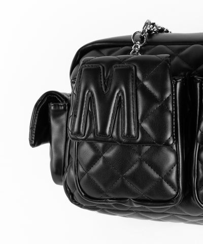 【 ２WAY 】Ｍロゴフェイクレザーキルティングチェーンショルダーバッグ ／ M logo fake leather quilting chain shoulder bag