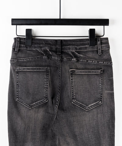 【 ２color ／ ４size 】クロスデザインヴィンテージライクフリンジストレッチフレアデニム ／ cross design vintage-like fringe stretch flare denim