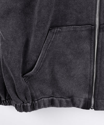 ピグメントヴィンテージ加工サイドラインジップアップパーカー ／ Pigment vintage side line zip-up hoodie