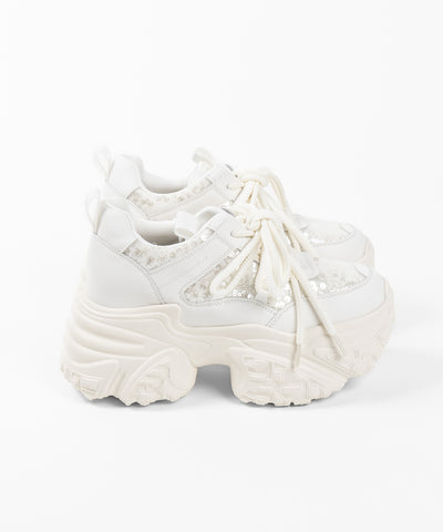 【 +10.5cm盛れ 】スパンコールレースアップ厚底スニーカー ／ +10.5cm spangle lace-up platform sneakers