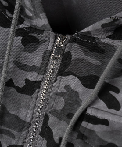 ヴィンテージカモフラダブルジップカットパーカー ／ vintage camouflage double zip cut hoodie