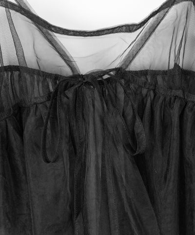 フロントリボンチュールキャミソール ／ front ribbon tulle camisole