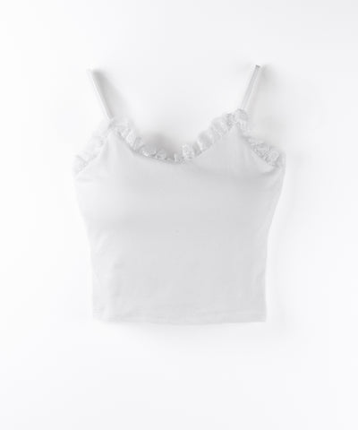 【 ２点セット 】レースアップリボンショートトップス ＋ レースキャミ SET ／ lace up ribbon short tops + lace cami SET