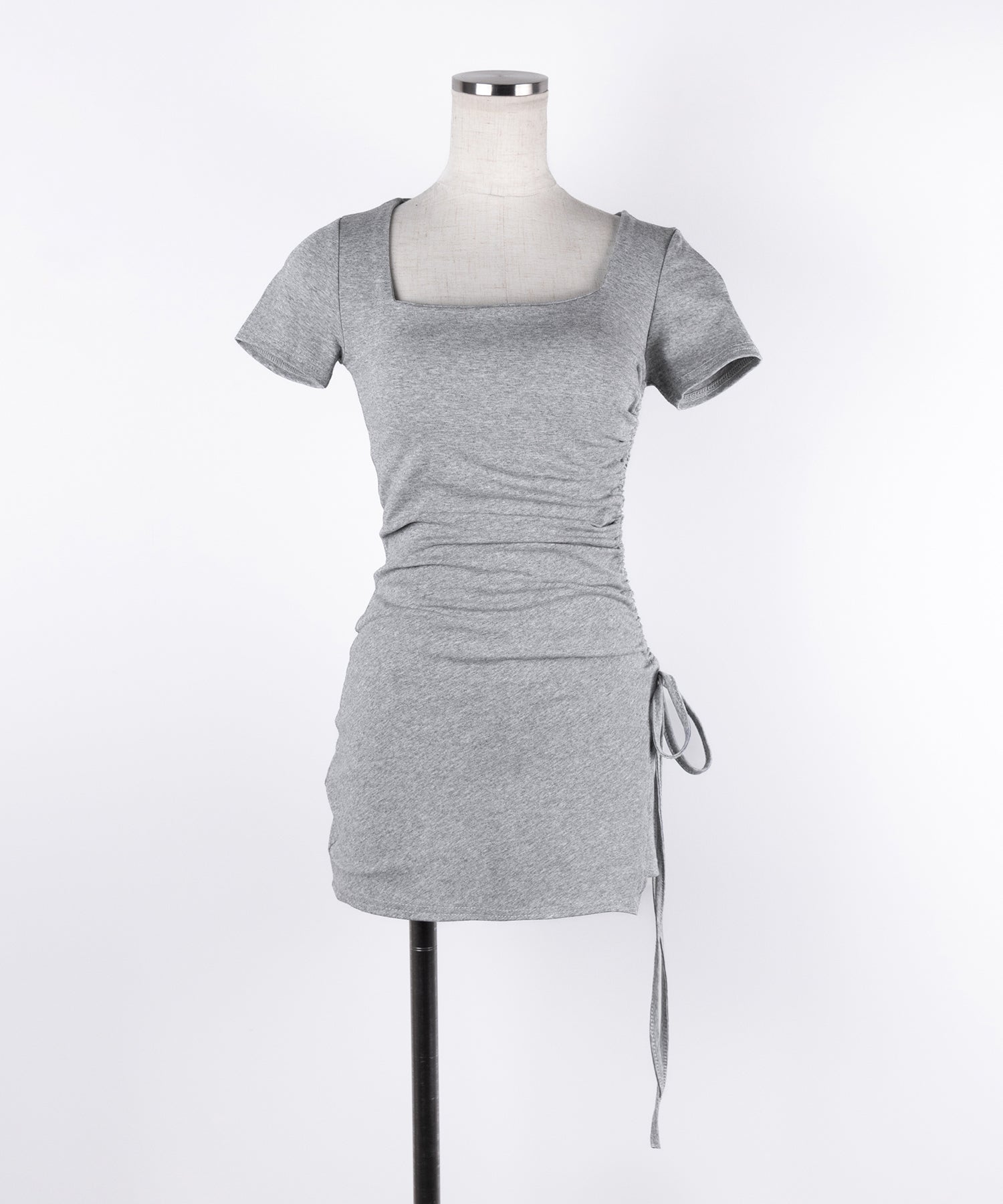 【 ２点セット 】スクエアネックサイドシャーリングミニワンピース＆インナーショートパンツ ワンホンセットアップ ／ square neck side shirring mini onepiece & inner short pants wanghong SETUP