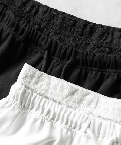 ウエストレースレイヤードスウェットパンツ ／ waist lace layered sweat pants