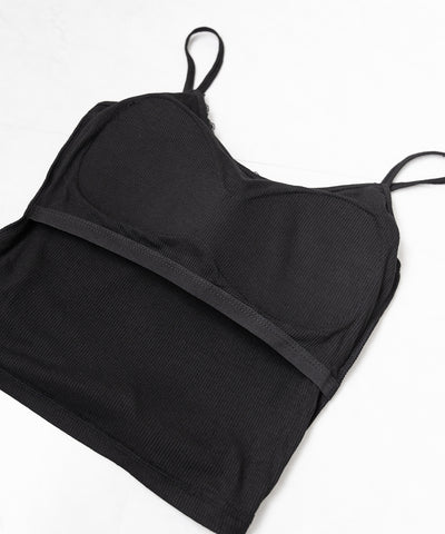【 ３color 】ダブルレース切替リブキャミソール ／ double lace switching ribbed camisole