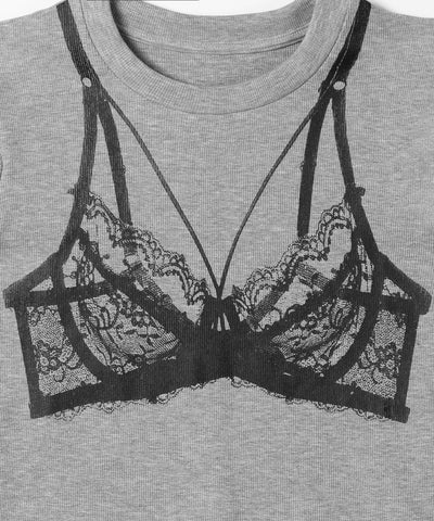 【 ３color 】レースランジェリー半袖クロップドＴ ／ lace lingerie short sleeve cropped T