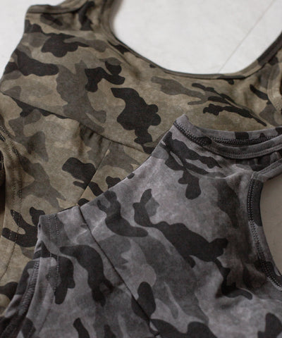 ヴィンテージカモフラボディスーツタンク／ Vintage camouflage bodysuit tank