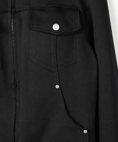 ダブルジップアウトポケット裏毛スリムジャケット ／ Double-zip outer pocket sweat slim jacket