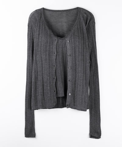 【 ２点セット 】レースニットキャミソール ＋ シアーニットカーディガン SET ／ lace knit camisole + sheer knit cardigan SET