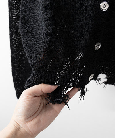 【 ３color 】ダメージシアーニットショートカーディガン ／ damage sheer knit short cardigan