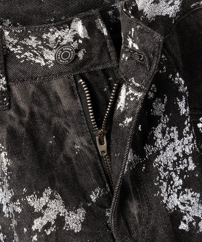 【 ３SIZE 】箔プリントブリーチヴィンテージワイドデニム ／ Foil print bleached vintage wide denim