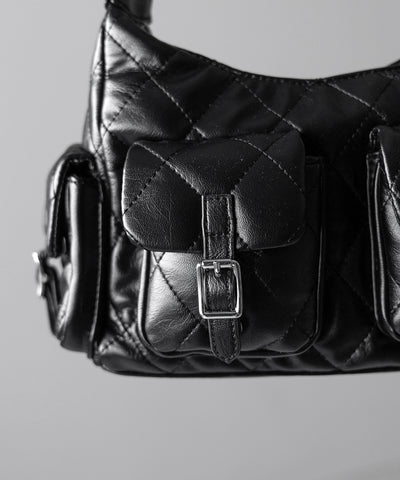 【 ２WAY 】アウトポケットキルティングチェーンショルダーバッグ ／ 2WAY out pocket quilting chain shoulder bag