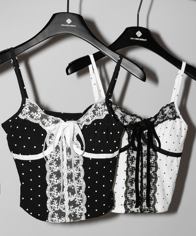 レースドッキングドットリボンキャミソール ／ lace dockimg dot ribbon camisole