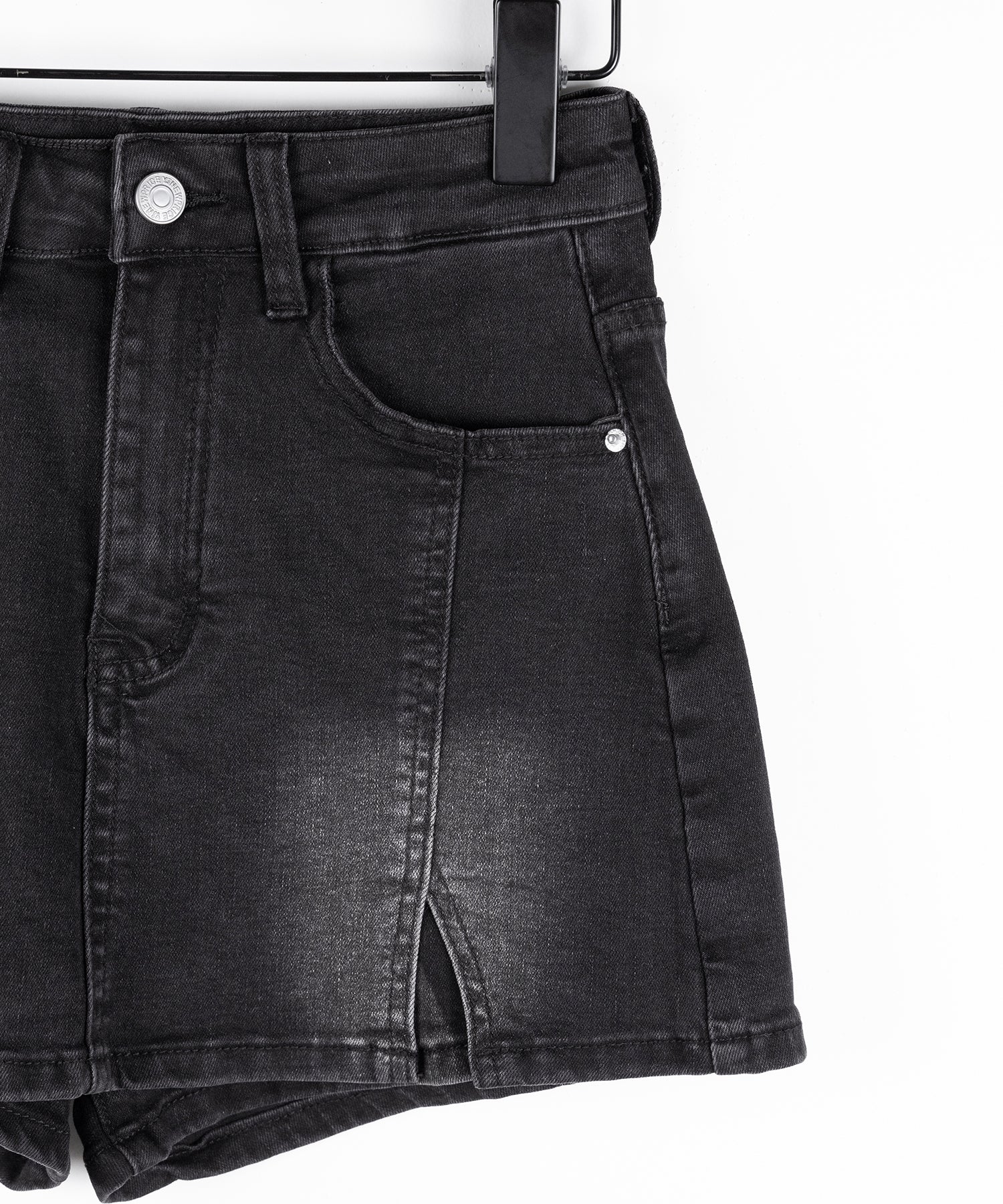 ミニスリットストレッチレイヤードデニムミニスカパン ／ mini slit stretch layered denim mini skirt pants