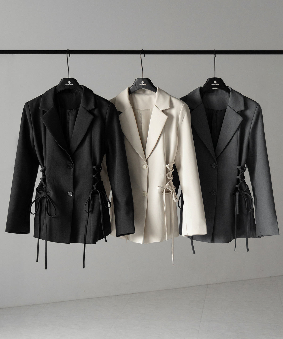レースアップリボンスリムテーラードジャケット ／ lace-up ribbon slim tailored jacket