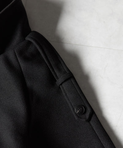 【 ウエストベルト付き 】スタンドネック ダブルブレスト ウールライクメルトンピーコート ／ Stand neck double-breasted wool-like melton pea coat