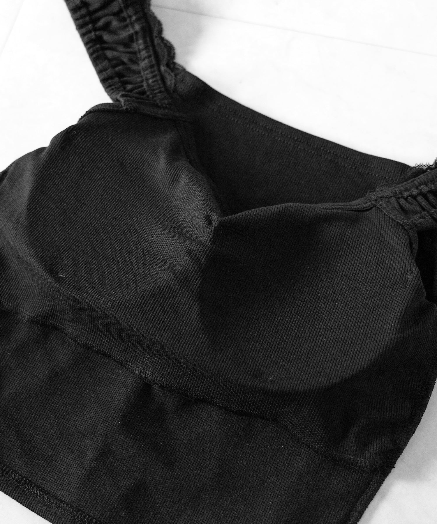 フロントリボンレイヤードリブキャミタンク ／ front ribbon layered lib camisole tank