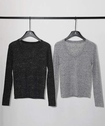 メランジネップルーズニットトップス ／ melange nep loose knit tops