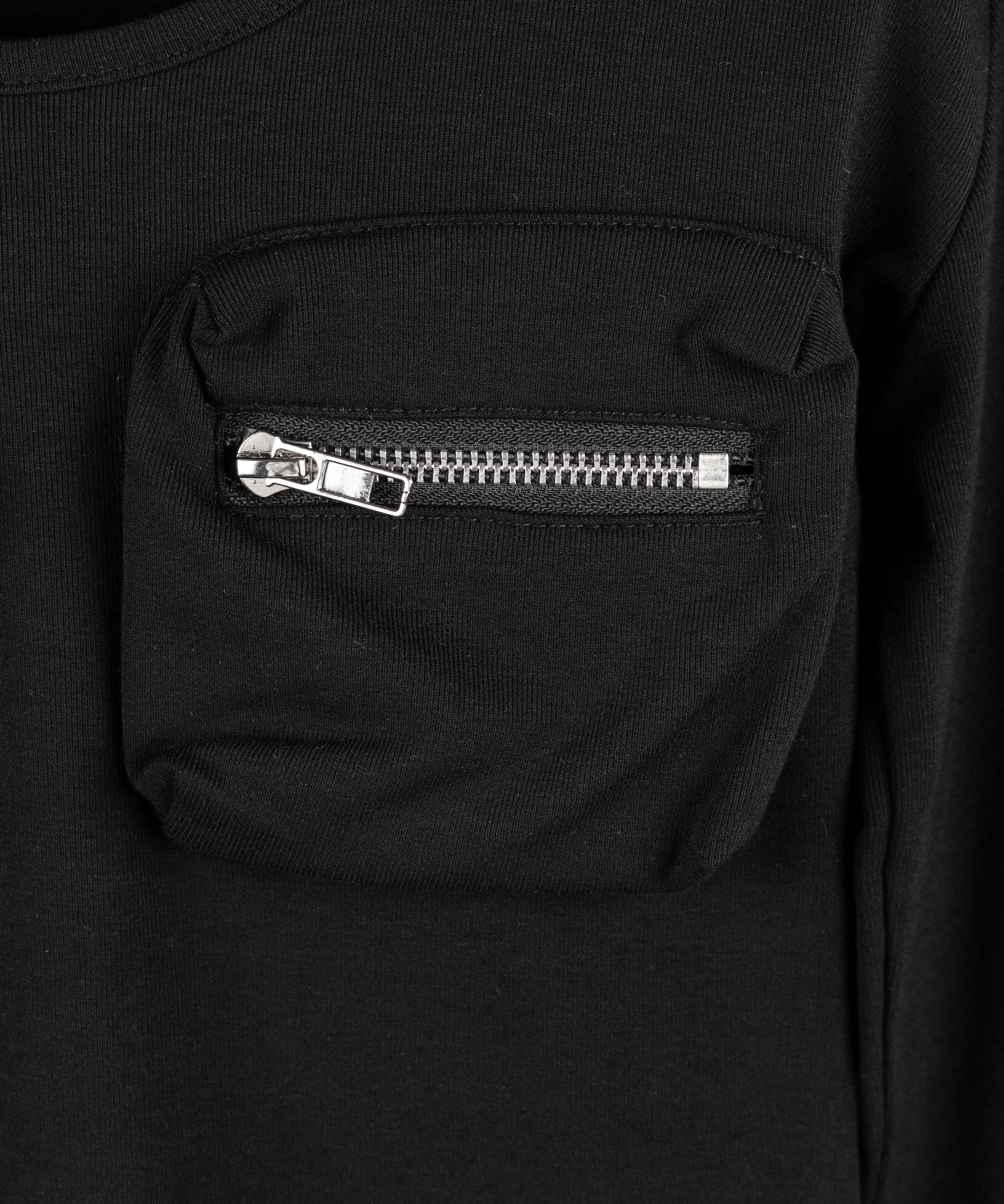 【 裏起毛 】アウトポケットオープンネックスリムトップス ／ out pocket open neck slim tops