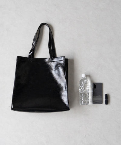 【 ２color ／ 大容量 】フェイクレザービッグスクエアトートバッグ ／ fake leather big square tote bag