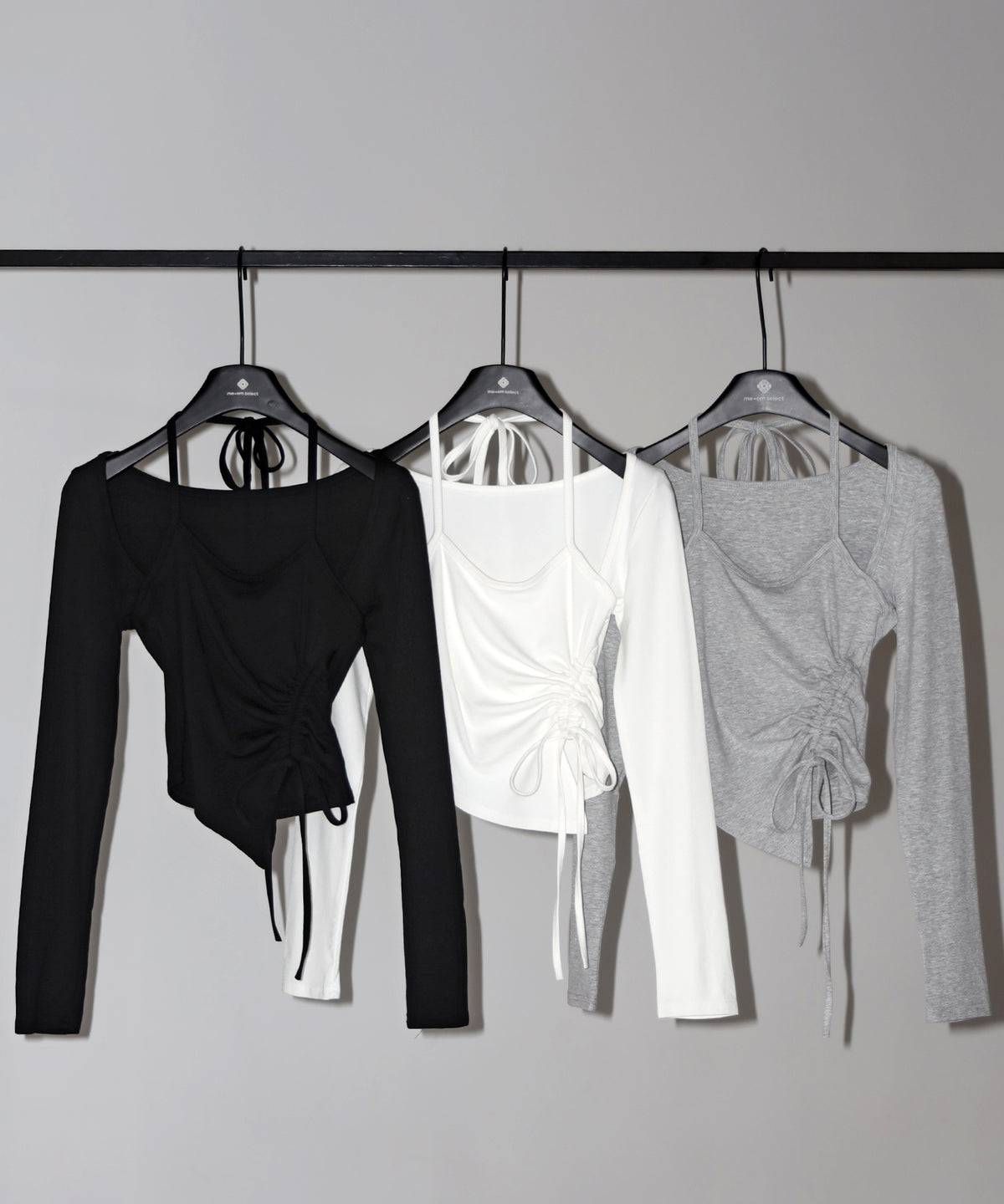 クロスリボンスクエアネック長袖Ｔシャツ ／ cross ribbon square neck long sleeve T-shirts