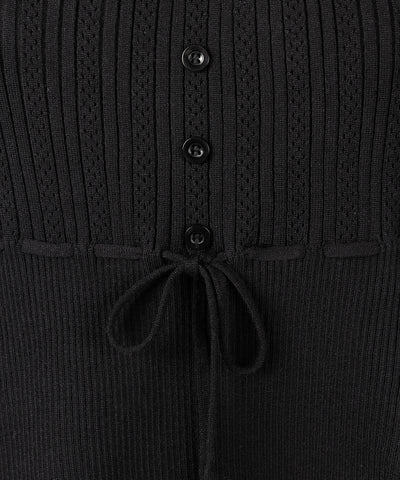 スリムフィット透かし柄リブニット / slim fit watermark pattern rib knit tops